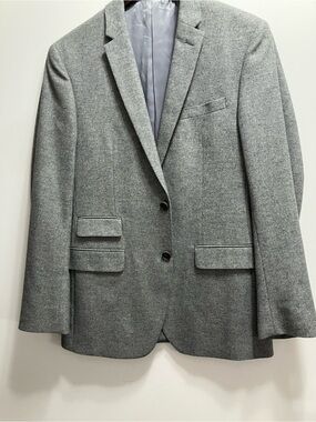 DKNY Men's Light Gray Two-Button Silk Wool Blend Blazer 38R